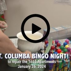 The first Bingo event at St. Columba to help with the repairs for The Apartments at 1655